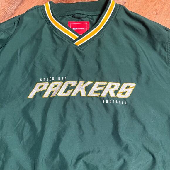 Green Bay Packers Windbreaker Pullover NFL Reebok 1/4 Bottom Side Zip Mens Large - Picture 4 of 10